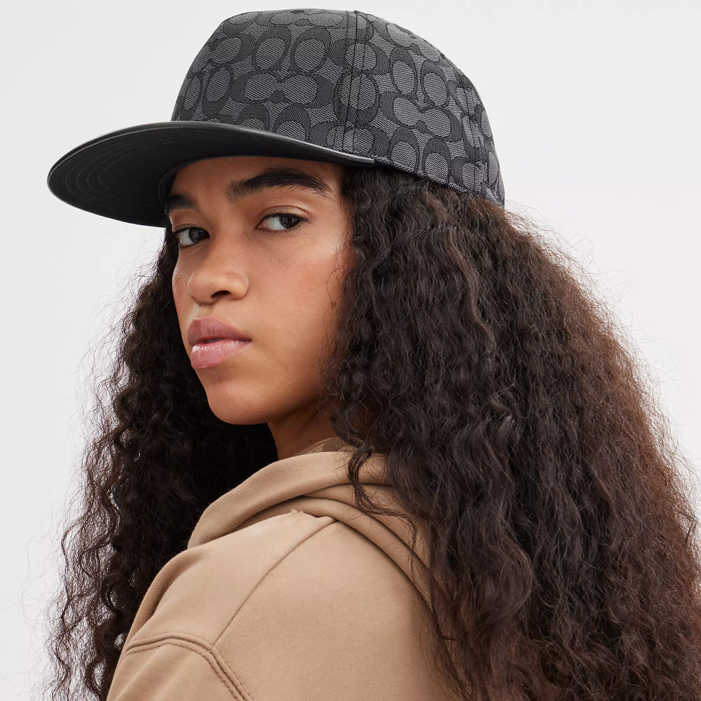 Coach Outlet Signature Jacquard Flat Brim Hat | ShopSimon