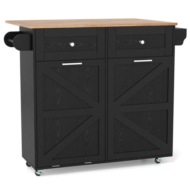 Hivvago Rolling Kitchen Island Black 3