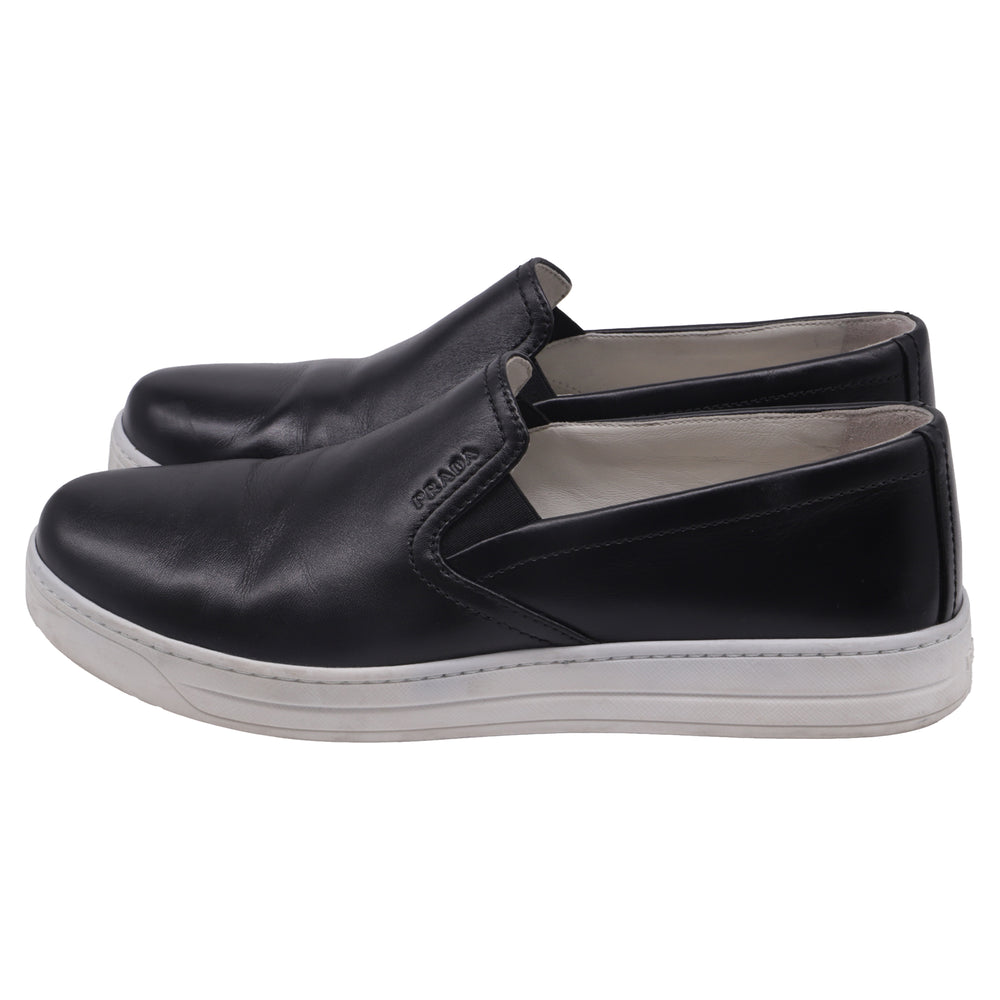 Prada Sport Slip-on Sneakers In Black Leather | ShopSimon