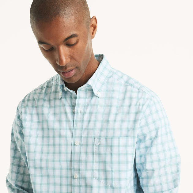 Nautica Classic Fit Plaid Shirt Blue Large 3