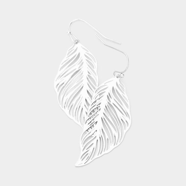 FASHNZFAB Leaf Dangle Earrings Gold 4