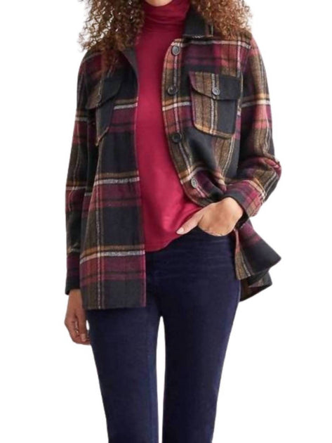 TRIBAL Mid Length Plaid Shacket Multi Large 3