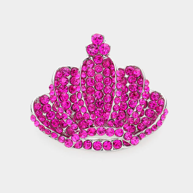 FASHNZFAB Crown Crystal Rhinestone Pin Brooch Red One Size 4