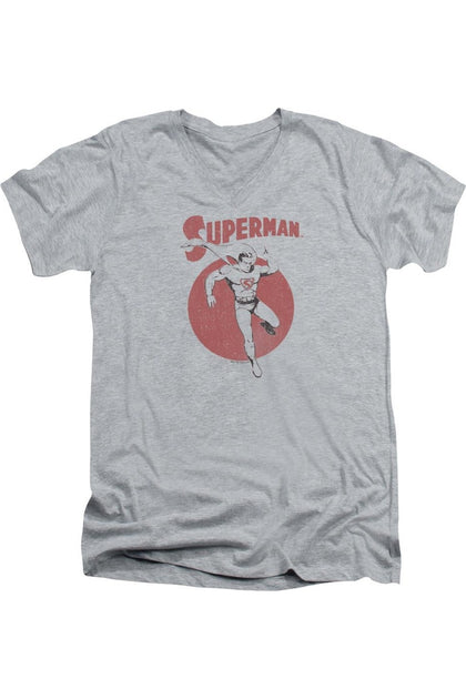 Gildan Superman Vintage Sphere V-Neck T-Shirt Grey XXL 2
