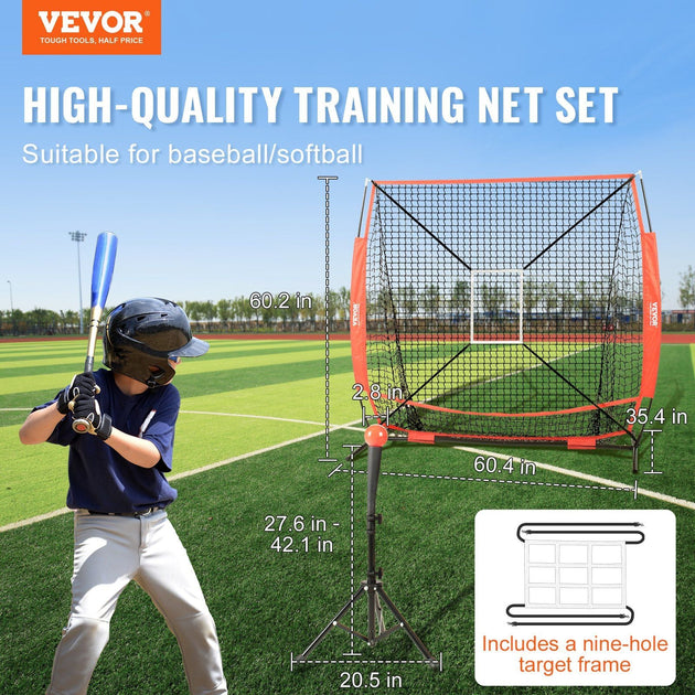 VVOR Baseball Softball Practice Net Black 5x5 ft 4