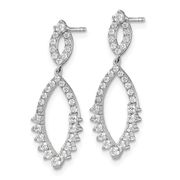 Diamond2Deal Lab Grown Diamond Teardrop Dangle Earrings Silver 3