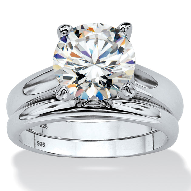 Palm 3 TCW Cubic Zirconia Bridal Set Silver US 5 2