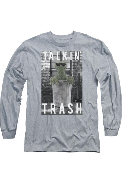 Gildan Sesame Street Talkin Trash Long Sleeve T-Shirt Grey Large 2