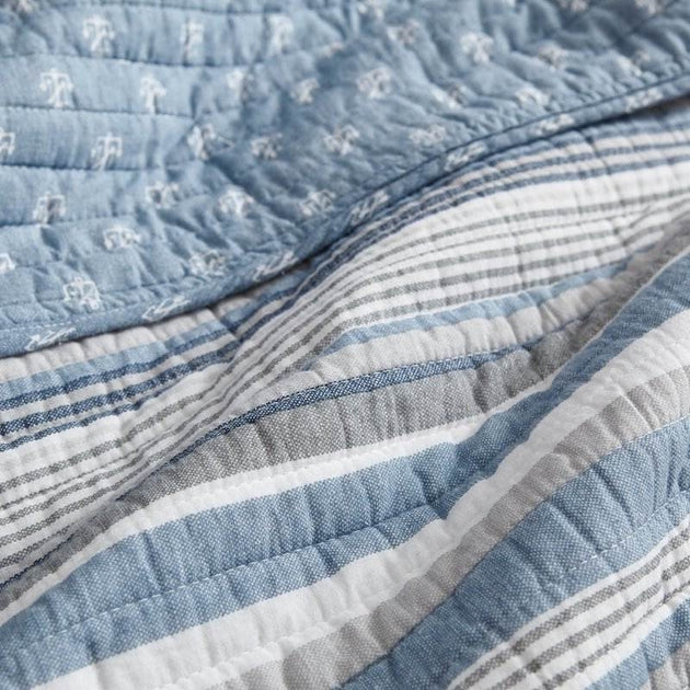 Hivvago Anchor Reversible Quilt Set Blue/King 4