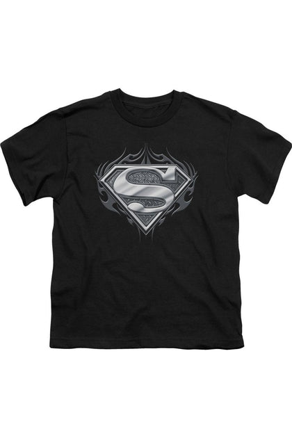 Gildan Superman Biker Metal Short Sleeve Youth Tee Black Small 2