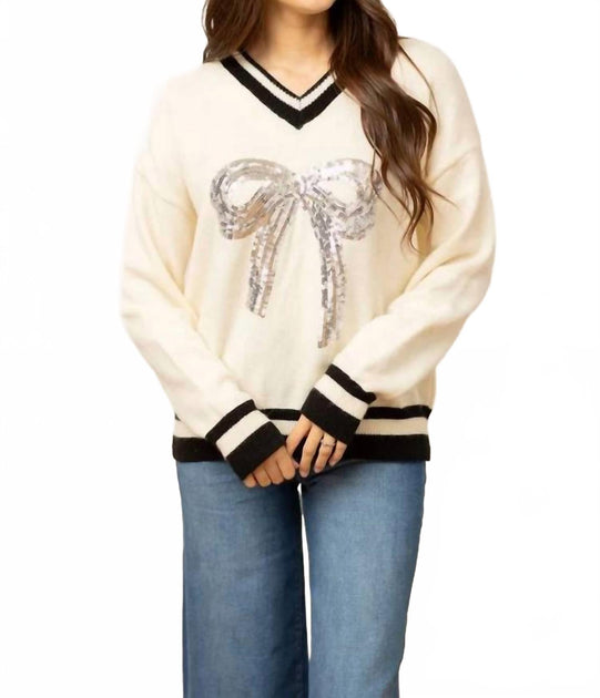 Grace + Emma Varsity Sweater Cream Medium 3