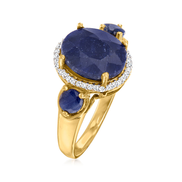 Ross-Simons Sapphire 3-Stone Ring Blue US 7 4
