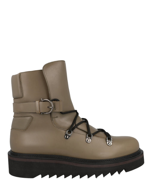 Salvatore Ferragamo Giulio Lace-Up Demi Boots Beige US 9 2