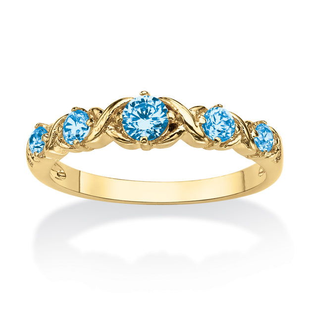  Palm Birthstone Gold-Plated X & O Ring Silver US 9 2