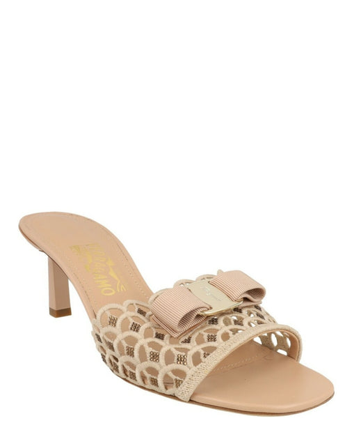 Ferragamo Glo Bow Mules Beige US 10 3