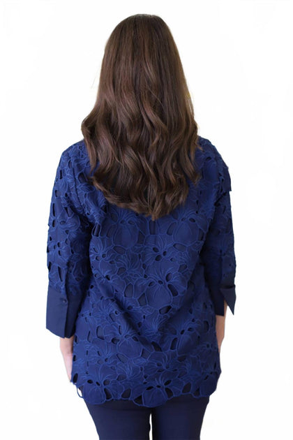 Jade Lace Tunic Top Blue Small 3