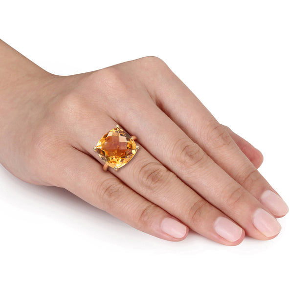 Mimi & Max Citrine Cocktail Ring 14k Yellow Gold US 8.5 3