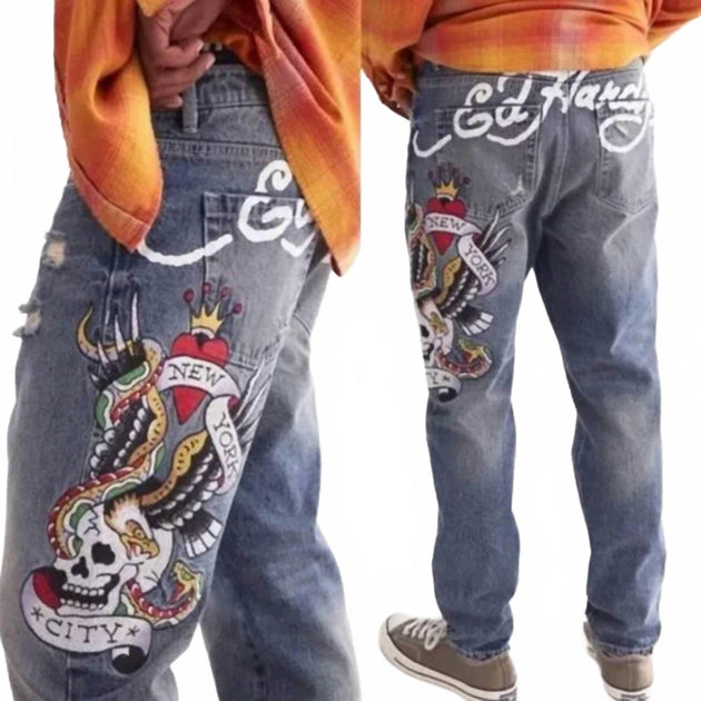 Ed Hardy NYC Eagle Skull Slim Taper Jean Blue US 36 4
