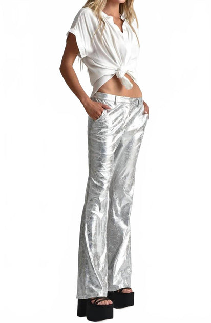 Muche & Muchette Savana Faux Leather Pant Silver XSmall/Small 4