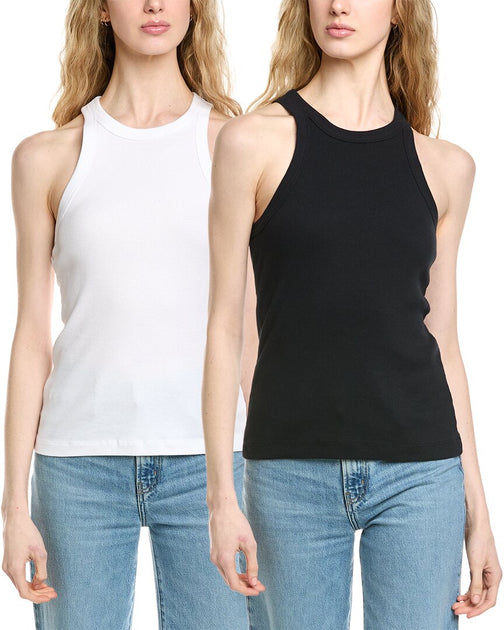 James Perse Cutaway Rib Tank Blanc US 0 2