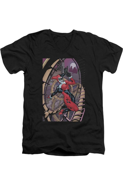 Gildan Batman Harley First V-Neck T-Shirt Black Medium 2