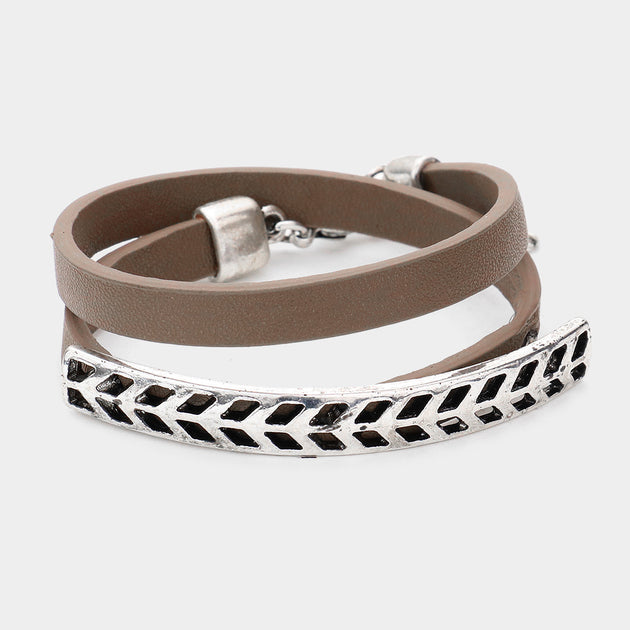 FASHNZFAB Wrap Bracelet Taupe Black One Size 3