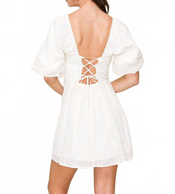 GOLDEN Magdaleine Textured Mini Dress White Medium 4