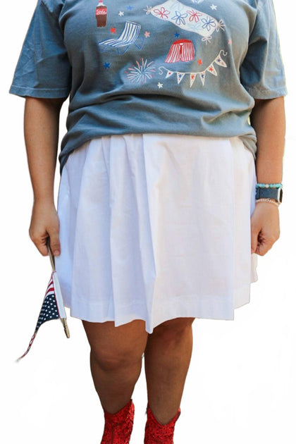 Adrienne Vacay Countdown Zara Pleated Skirt White Plus Size 3X 3