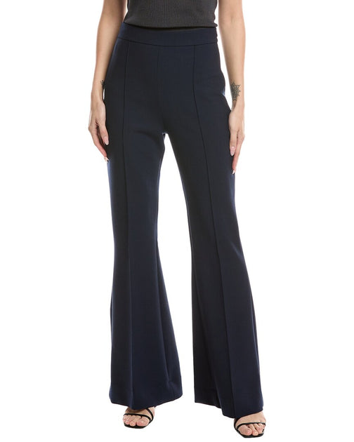 Oscar de la Renta Side Zip Flare Stretch Wool-Blend Pant Blue US 4 2