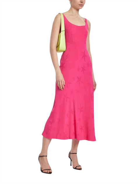 rixo benedict midi dress RIXO Benedict Dress In Starfish Jacquard Pink