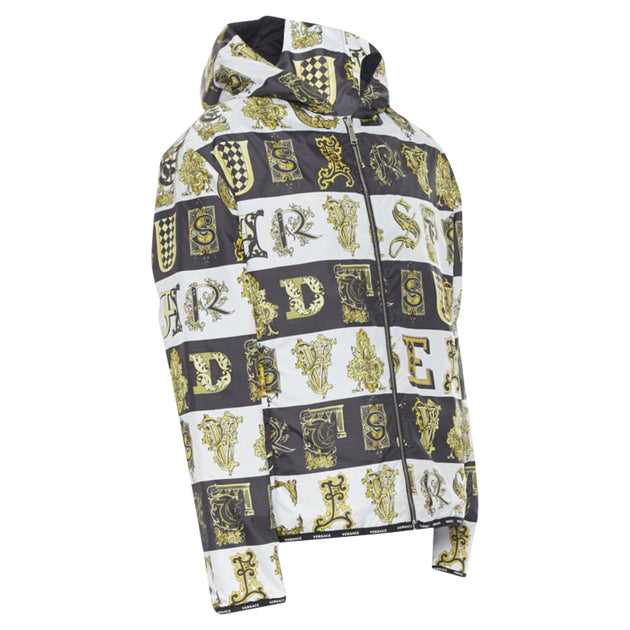 Versace Reversible Baroque Alphabet Quilted Jacket Multicolor EU 54 3