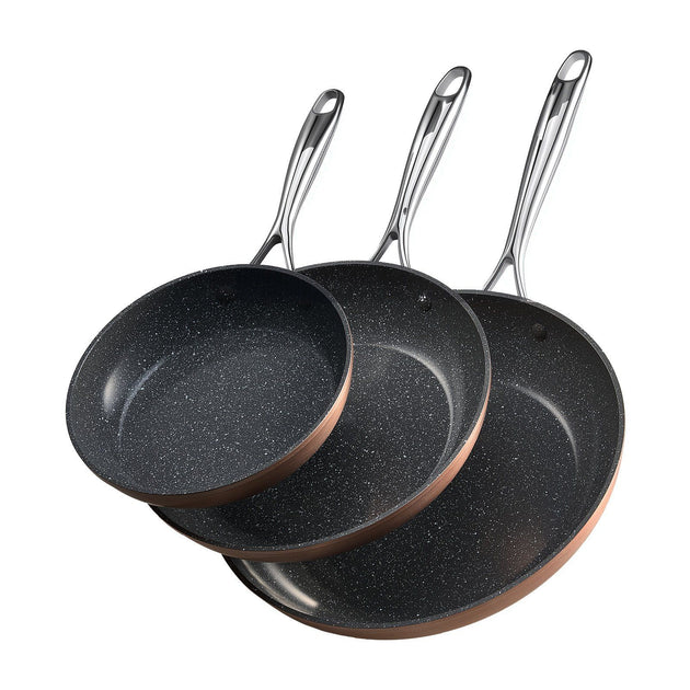 Vevor 3 Piece Aluminum Skillet Set Grey 3