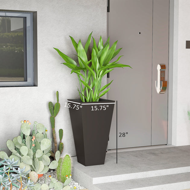 Hivvago 3-Pack Square Plastic Planter Black 6
