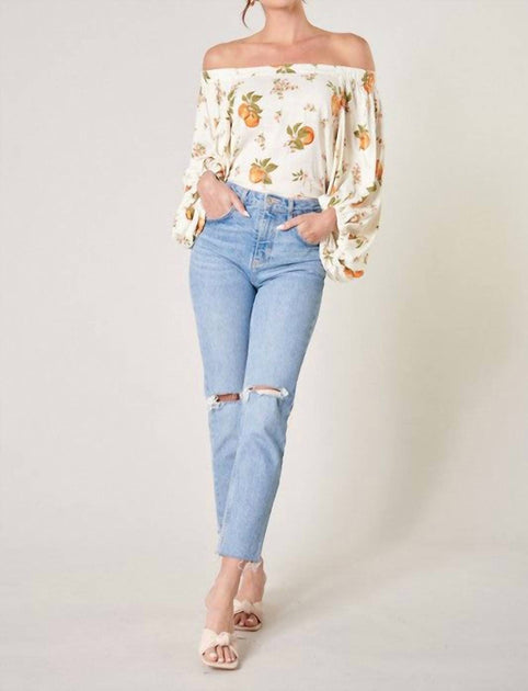 SUGARLIPS Blossom Off The Shoulder Top Beige Small 2