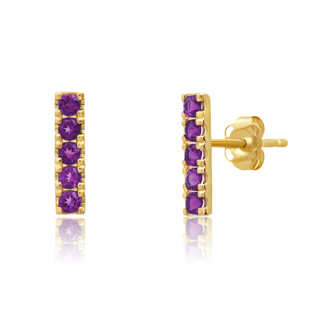 MaxColor Bar Stud Earrings Silver 2