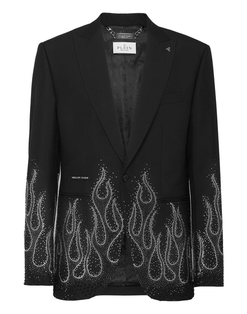 Philipp Plein Blazer en Gabardine Strass Flame Noir EU 50 2