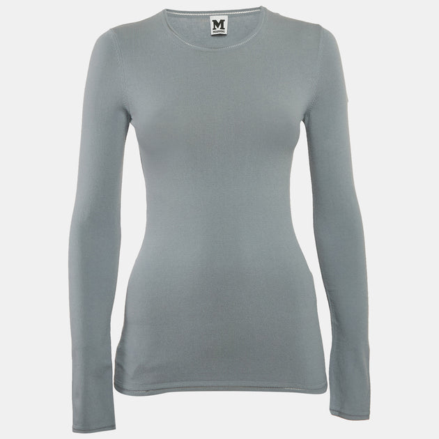 M Missoni Stretch Knit Crewneck Sweatshirt Grey Large 2