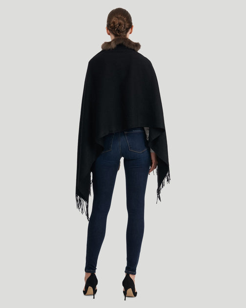 Gorski Knit Ruffle Cashmere Stole Sable Black One Size 3
