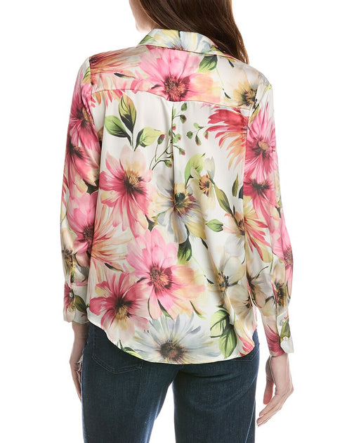 Philosophy Satin Split Neck Blouse Pink Small 3