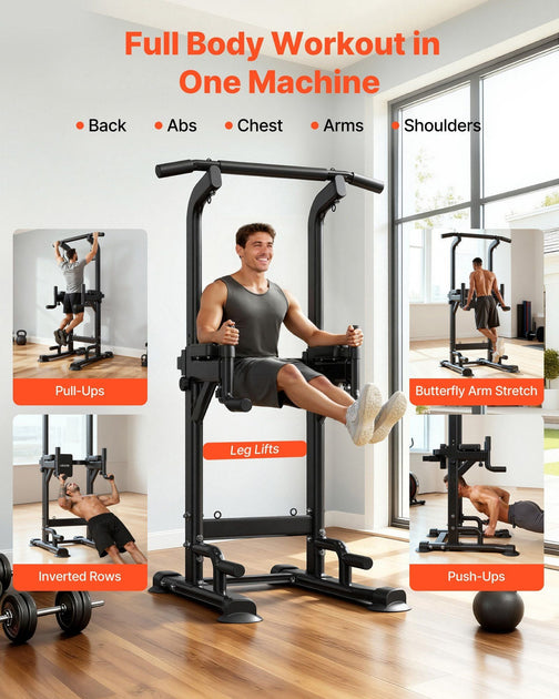 VVOR Pull Up Bar Dip Station Black 4