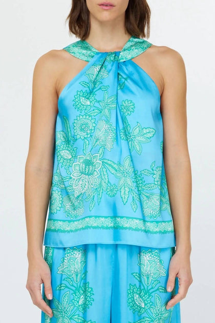 Current Air Aylani Paisley Halter Top Blue Large 2