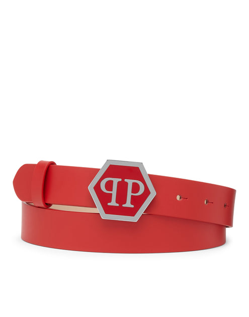 Philipp Plein Hexagon Leather Belt Black 85cm 3