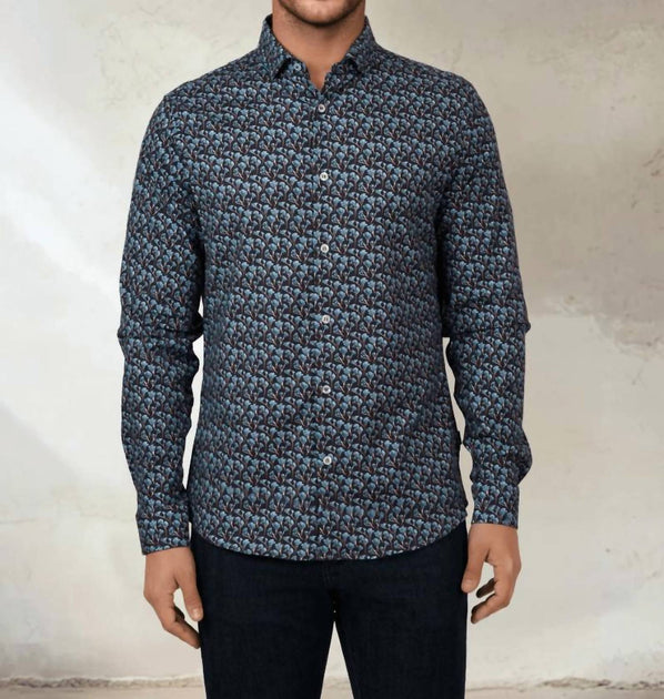 Stone Rose Nova Snowbrush Printed Shirt Blue Large 2