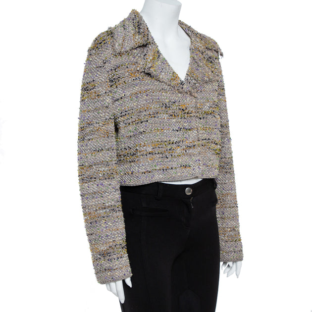M Missoni Cropped Tweed Blazer Multicolor Large 3