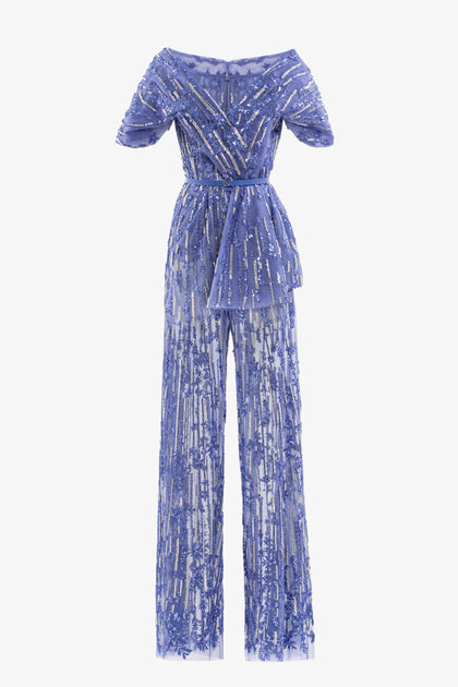 Saiid Kobeisy Embroidered Jumpsuit Purple EU 38 2