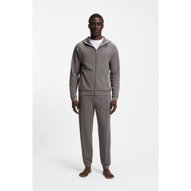 Boss Contrast-binding Zip-up Hoodie Grey Large 3