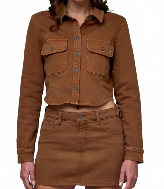 HIDDEN Abbey Tapered Button Up Shirt Brown XSmall 2