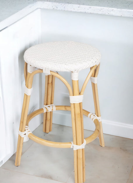 Hivvago 24in Backless Counter Height Bar Chair White Natural 2
