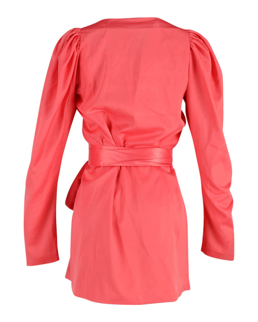 Rotate Birger Christensen Bridget Mini Wrap Dress Pink Large 4