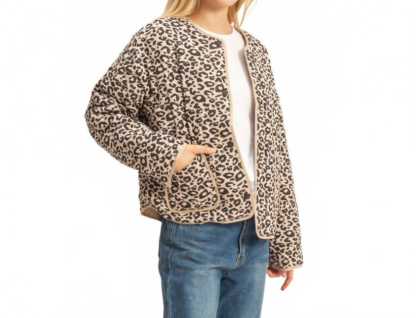 HYFVE Leopard Quilted Puffer Jacket Beige Medium 3